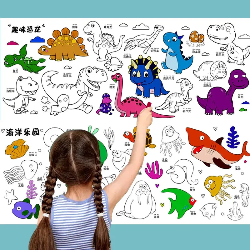 Creative Artistry Unleashed: Children's DIY Sticky Coloring Graffiti Paper Roll Toy