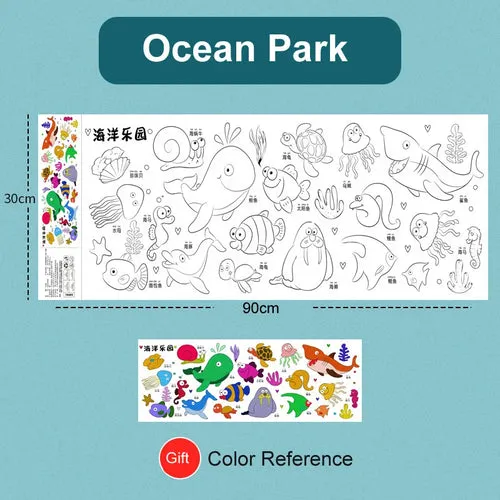 Creative Artistry Unleashed: Children's DIY Sticky Coloring Graffiti Paper Roll Toy