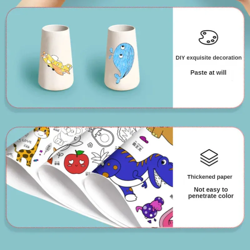 Creative Artistry Unleashed: Children's DIY Sticky Coloring Graffiti Paper Roll Toy