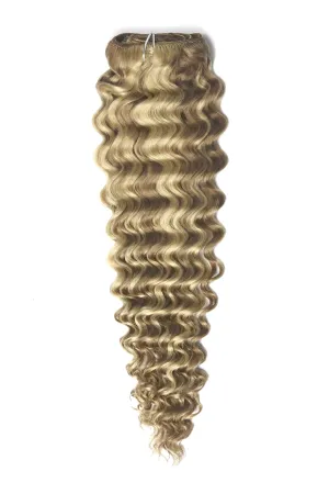 Curly Clip-In Human Hair Extensions - Biscuit Blondey (#18/613)