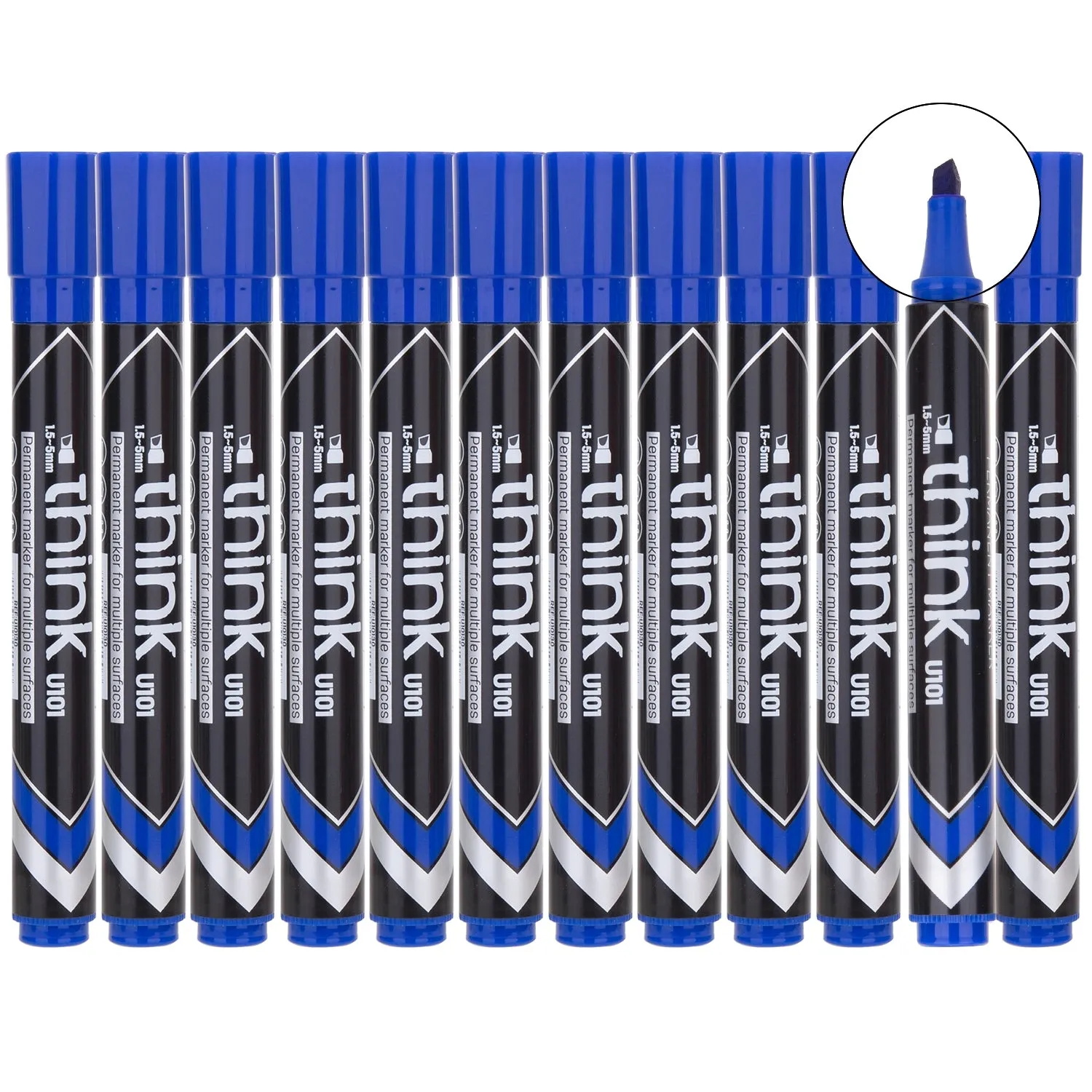 Deli Permanent Marker Chisel 1.5-5mm Blue - (EU10130)