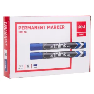 Deli Permanent Marker Chisel 1.5-5mm Blue - (EU10130)