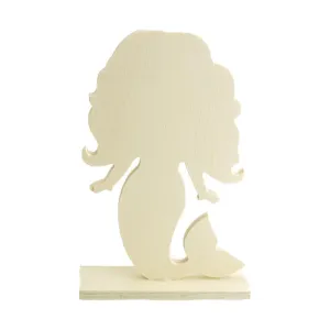DIY Mermaid Stand-Up Wood Craft, Natural, 7-Inch