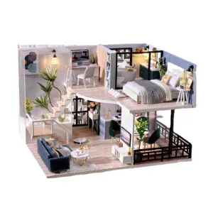Diydollhouse Miniature with Furniture, Model Attic Gift Toys