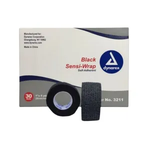 Dynarex 3211 Sensi Latex Wrap Self-Adherent Black 1" x 5 yds Box of 30