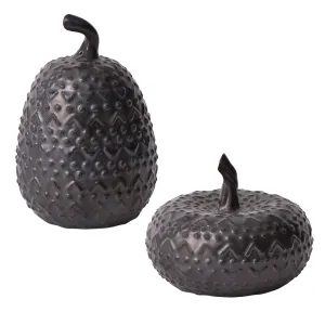 Eerie Black Ceramic Halloween Textured Thanksgiving Pumpkin Decor