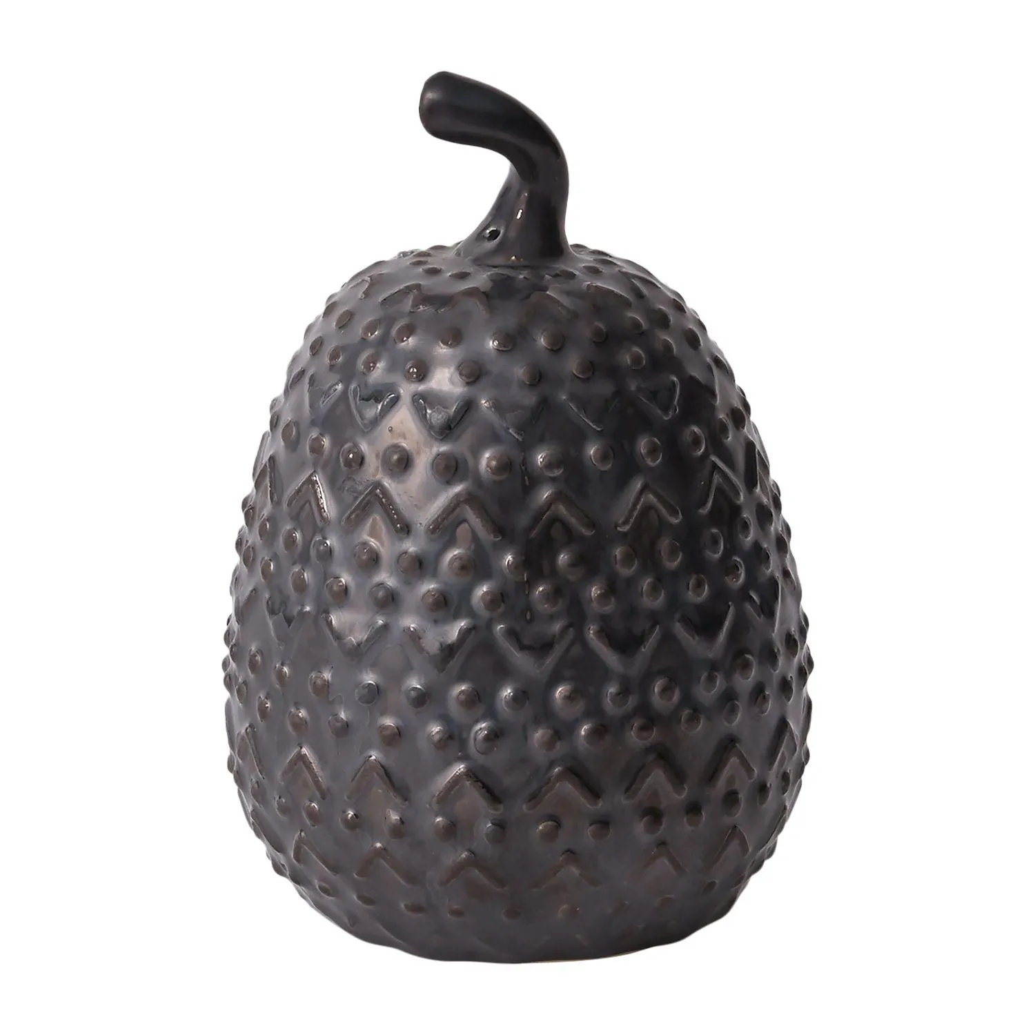 Eerie Black Ceramic Halloween Textured Thanksgiving Pumpkin Decor