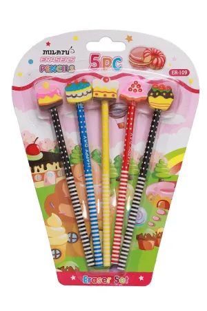 Erasers 5Pc Pencil Set