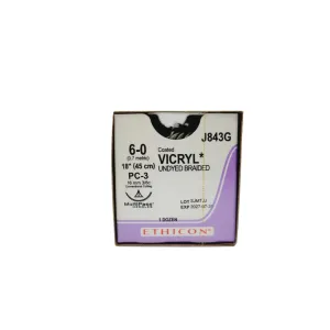 Ethicon Coated VICRYL J843G 6-0 PC-3 16mm Undyed Braided 18", Box of 12