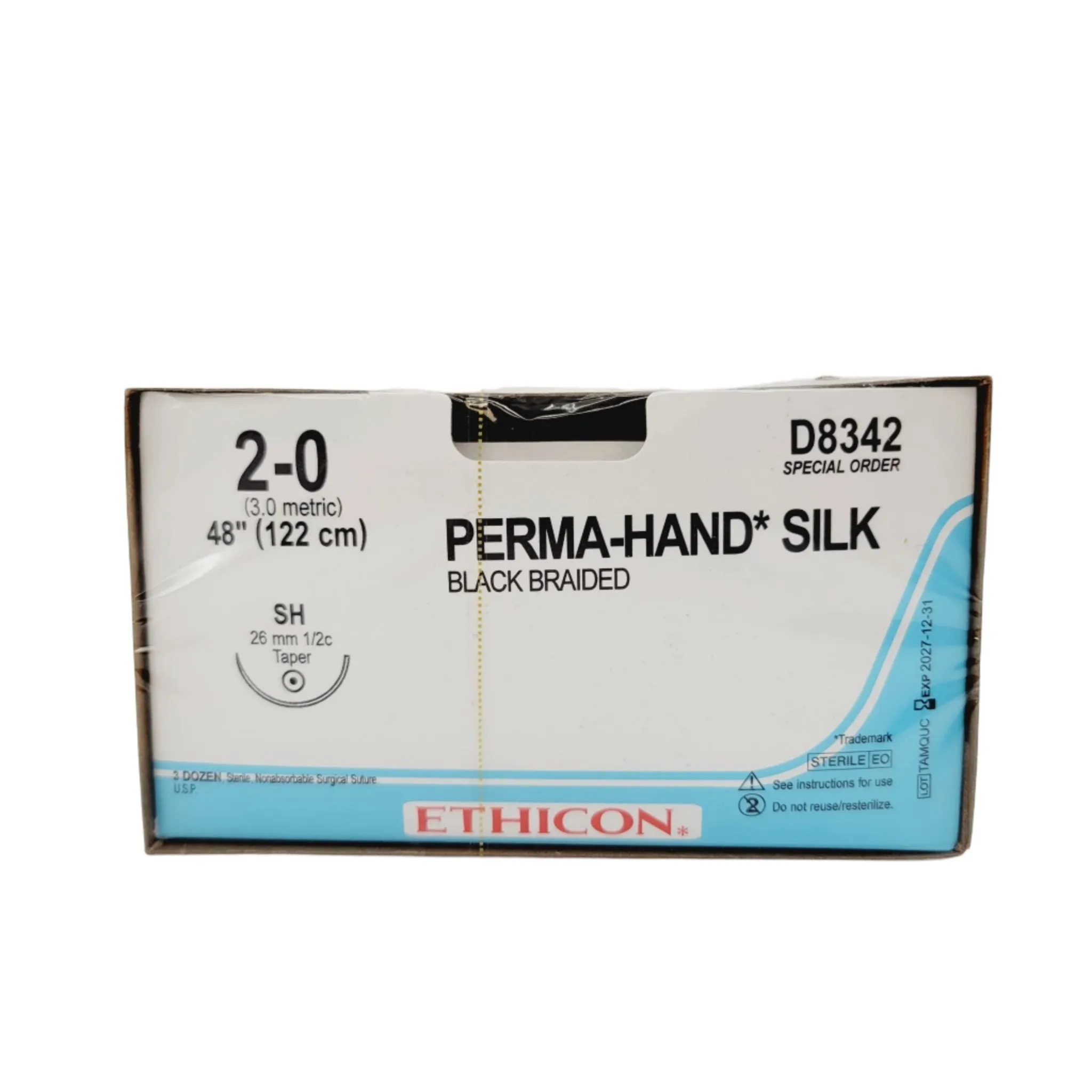 Ethicon D8342 2-0 PERMA HAND BLACK 1X48" SH Box of 36