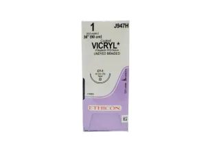 Ethicon J947H 1 COATED VICRYL UNDYED 1X36" CT-1 Box of 36