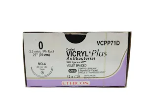 Ethicon VCPP71D 0 COATED VICRYL PLUS VIOLET 8X27" MO-4 CR, Box of 12