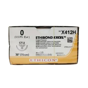 Ethicon X412H 0 Ethibond Excel Polyester Suture Box of 36