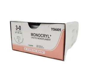 Ethicon Y944H 3-0 Monocryl Undyed 1 x 36" CT-1 36 Box EXP 02-28-2025