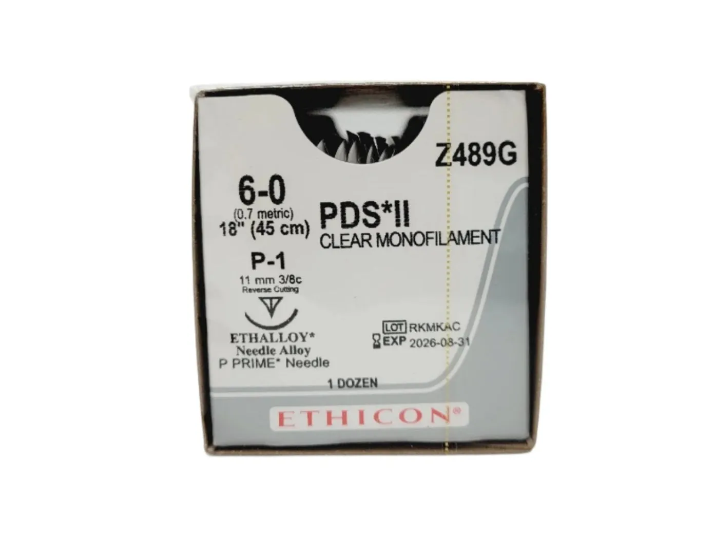 Ethicon Z489G 6-0 PDS II UNDYED 1X18" P-1 MULTIPASS Box of 12
