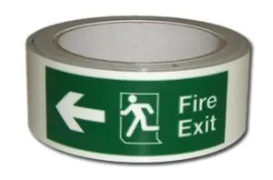 Fire Exit arrow left photoluminescent safety tape