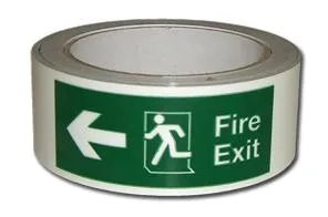 Fire Exit arrow left photoluminescent safety tape