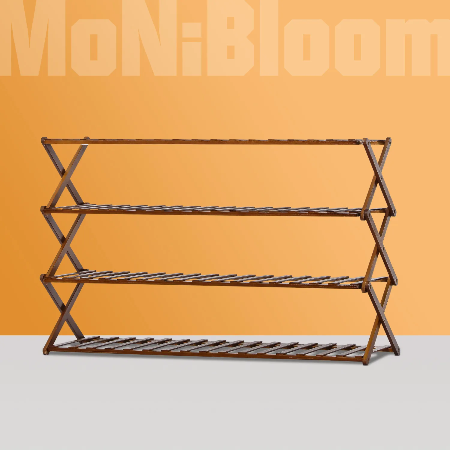 Foldable Multifunctional Shoe Rack Organizer - 4 Tier - Brown