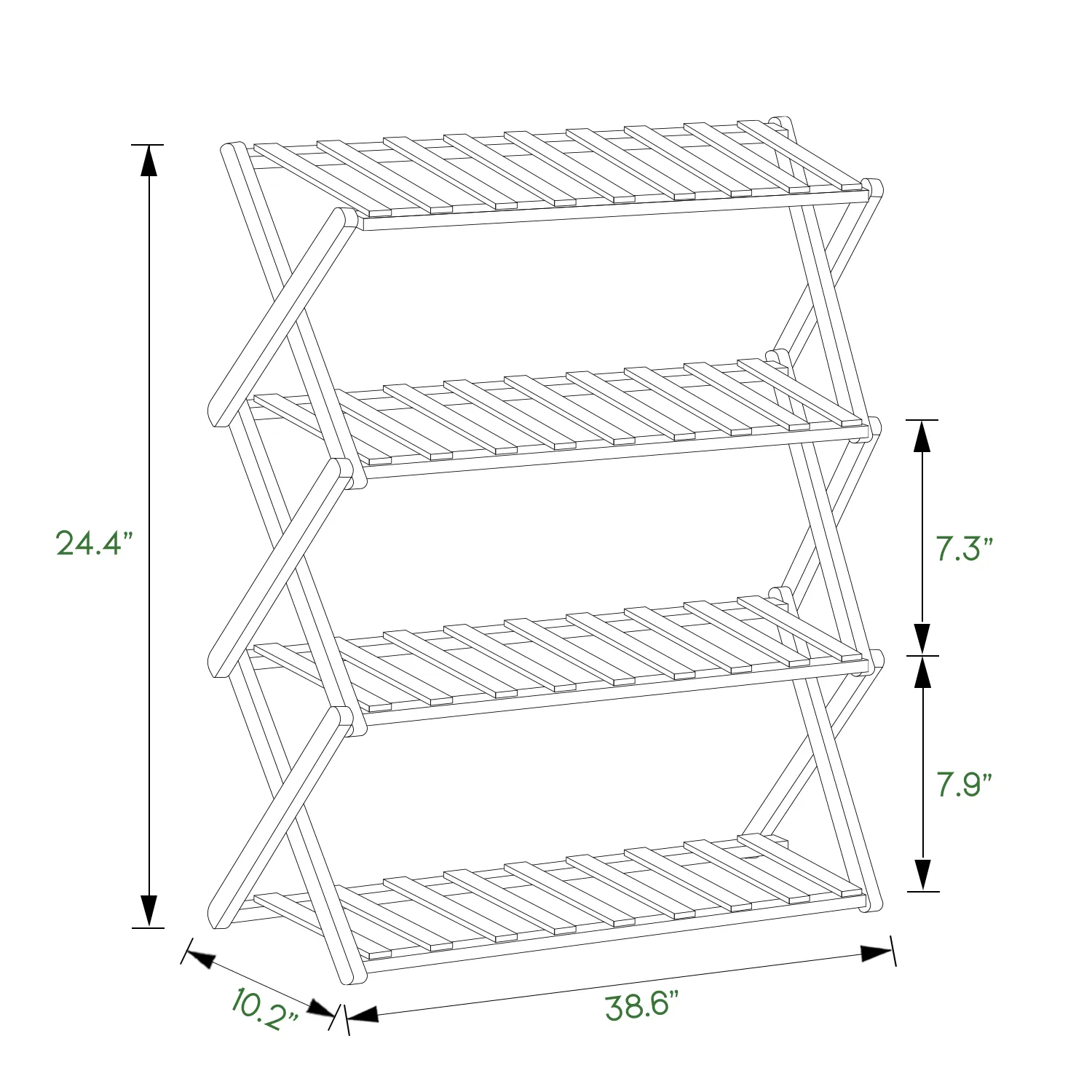 Foldable Multifunctional Shoe Rack Organizer - 4 Tier - Brown