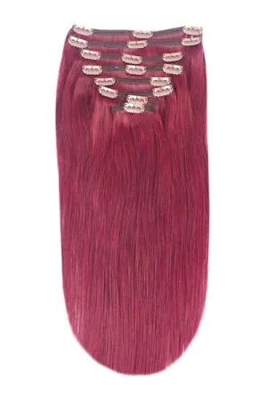 Full Head Remy Clip in Human Hair Extensions - Plum/Cherry Red (#530)
