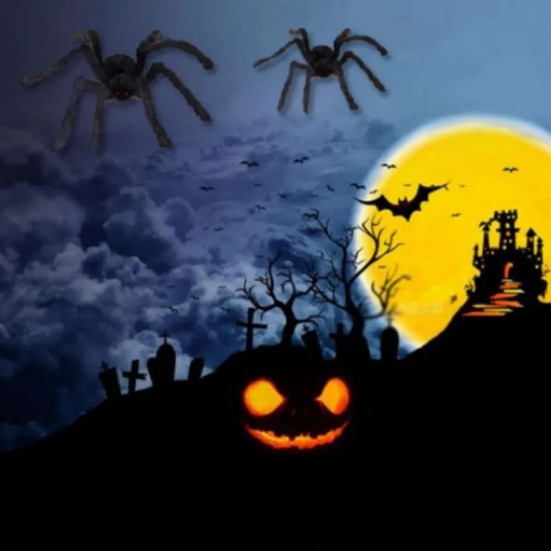 Giant Halloween Black Plush Spiders 7 Sizes