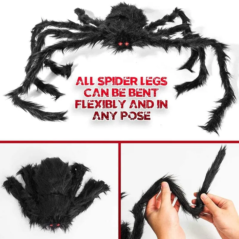 Giant Halloween Black Plush Spiders 7 Sizes