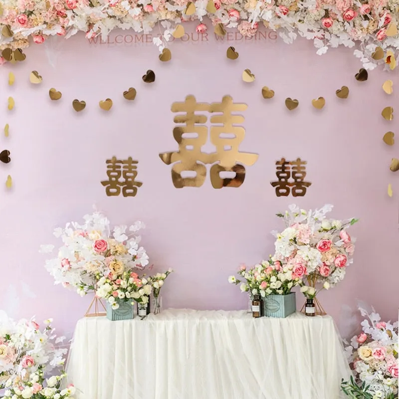 Glitter Red Paper Double Happiness Wall Sticker Home Decor for Chinese Wedding