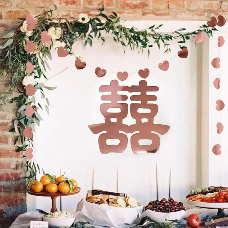 Glitter Red Paper Double Happiness Wall Sticker Home Decor for Chinese Wedding