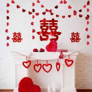 Glitter Red Paper Double Happiness Wall Sticker Home Decor for Chinese Wedding
