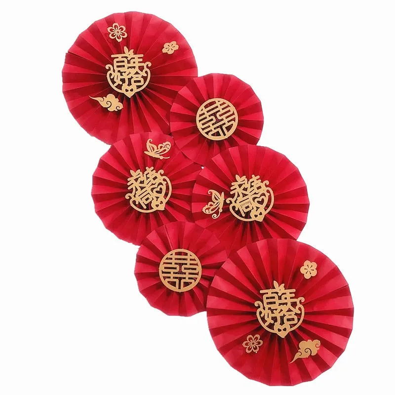 Glitter Red Paper Double Happiness Wall Sticker Home Decor for Chinese Wedding