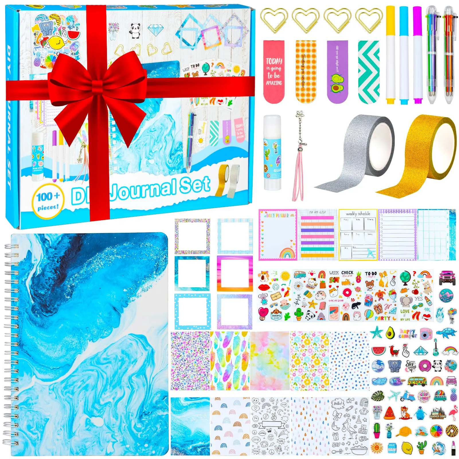 Godboat Journal Set for Girls Ages 8-12, Teen Girl Gifts, Personalized Gifts 6-15, Teenage Girls Gifts Ideas, Art Supplies for Kids 9-12, Scrapbook Kit, Crafts for Girls Ages 8-12