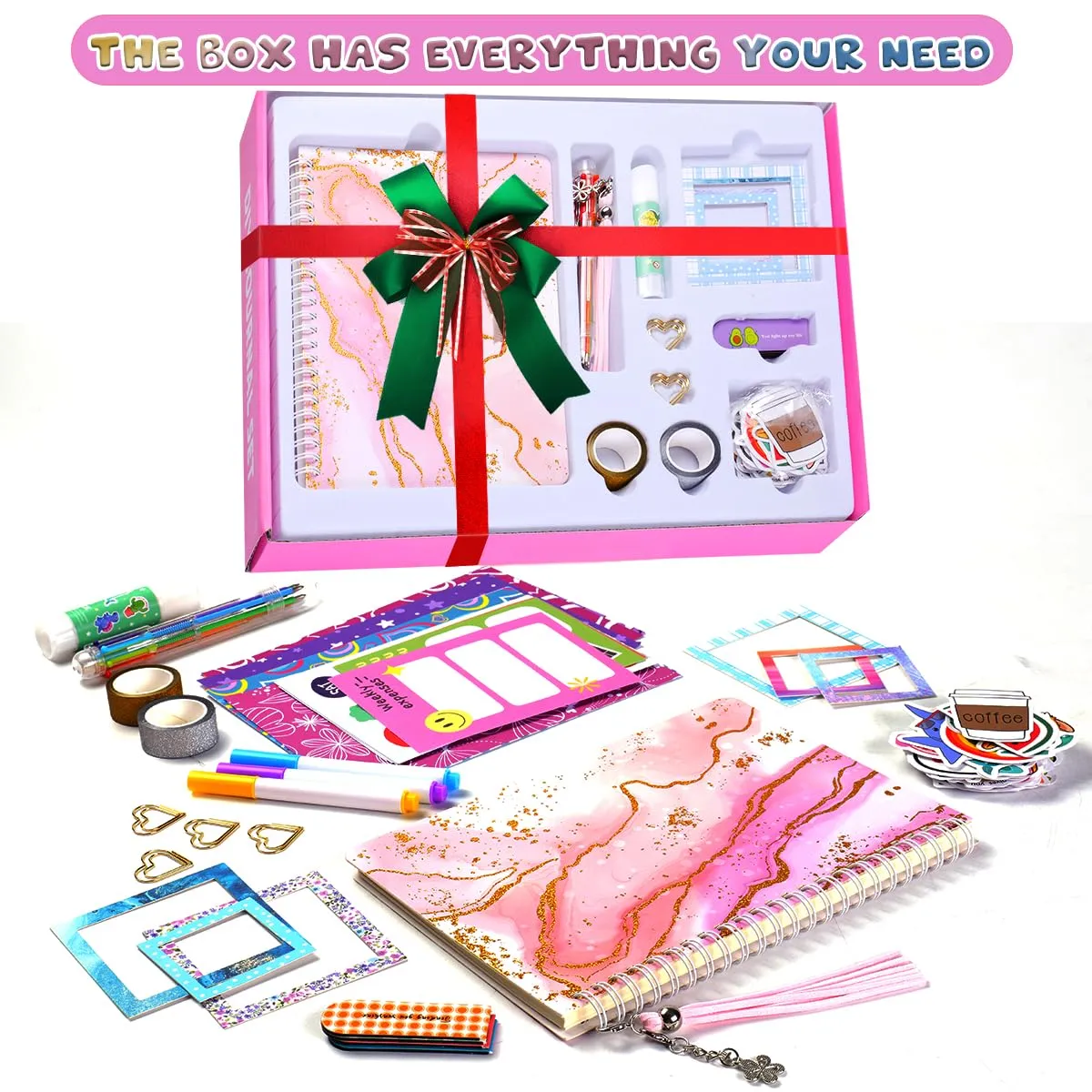Godboat Journal Set for Girls Ages 8-12, Teen Girl Gifts, Personalized Gifts 6-15, Teenage Girls Gifts Ideas, Art Supplies for Kids 9-12, Scrapbook Kit, Crafts for Girls Ages 8-12