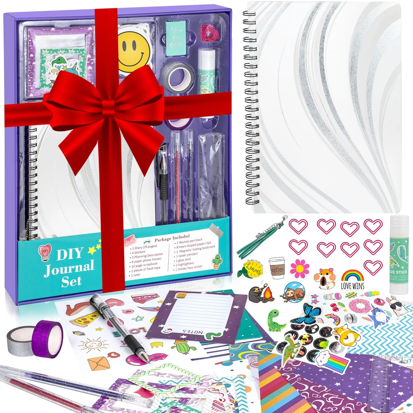 Godboat Journal Set for Girls Ages 8-12, Teen Girl Gifts, Personalized Gifts 6-15, Teenage Girls Gifts Ideas, Art Supplies for Kids 9-12, Scrapbook Kit, Crafts for Girls Ages 8-12