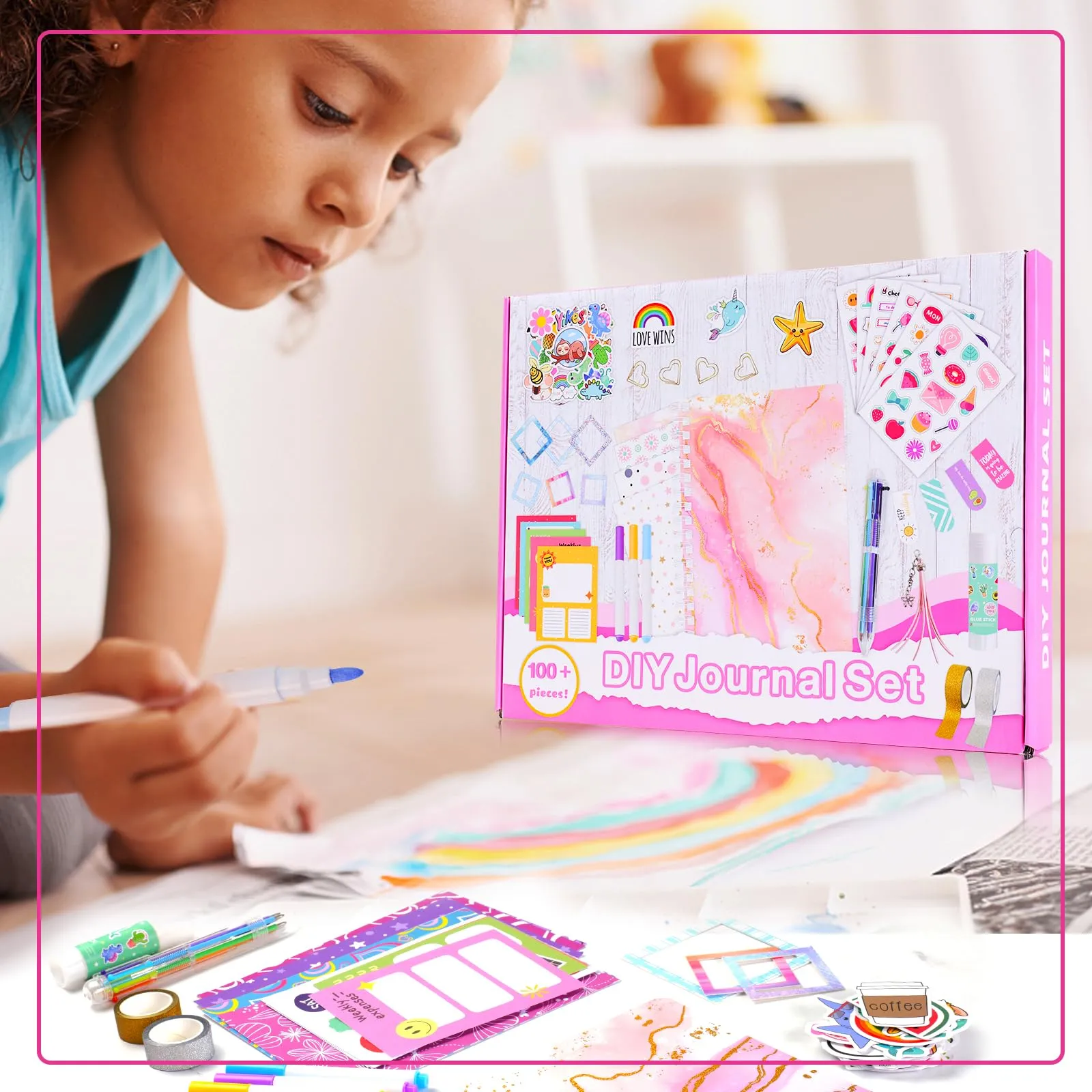 Godboat Journal Set for Girls Ages 8-12, Teen Girl Gifts, Personalized Gifts 6-15, Teenage Girls Gifts Ideas, Art Supplies for Kids 9-12, Scrapbook Kit, Crafts for Girls Ages 8-12