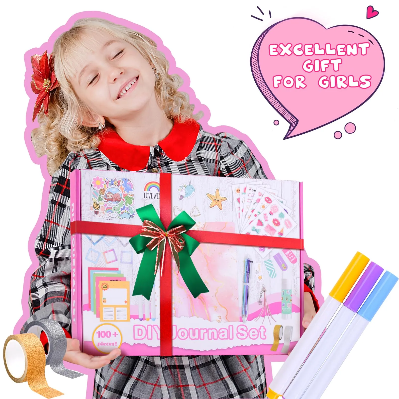 Godboat Journal Set for Girls Ages 8-12, Teen Girl Gifts, Personalized Gifts 6-15, Teenage Girls Gifts Ideas, Art Supplies for Kids 9-12, Scrapbook Kit, Crafts for Girls Ages 8-12