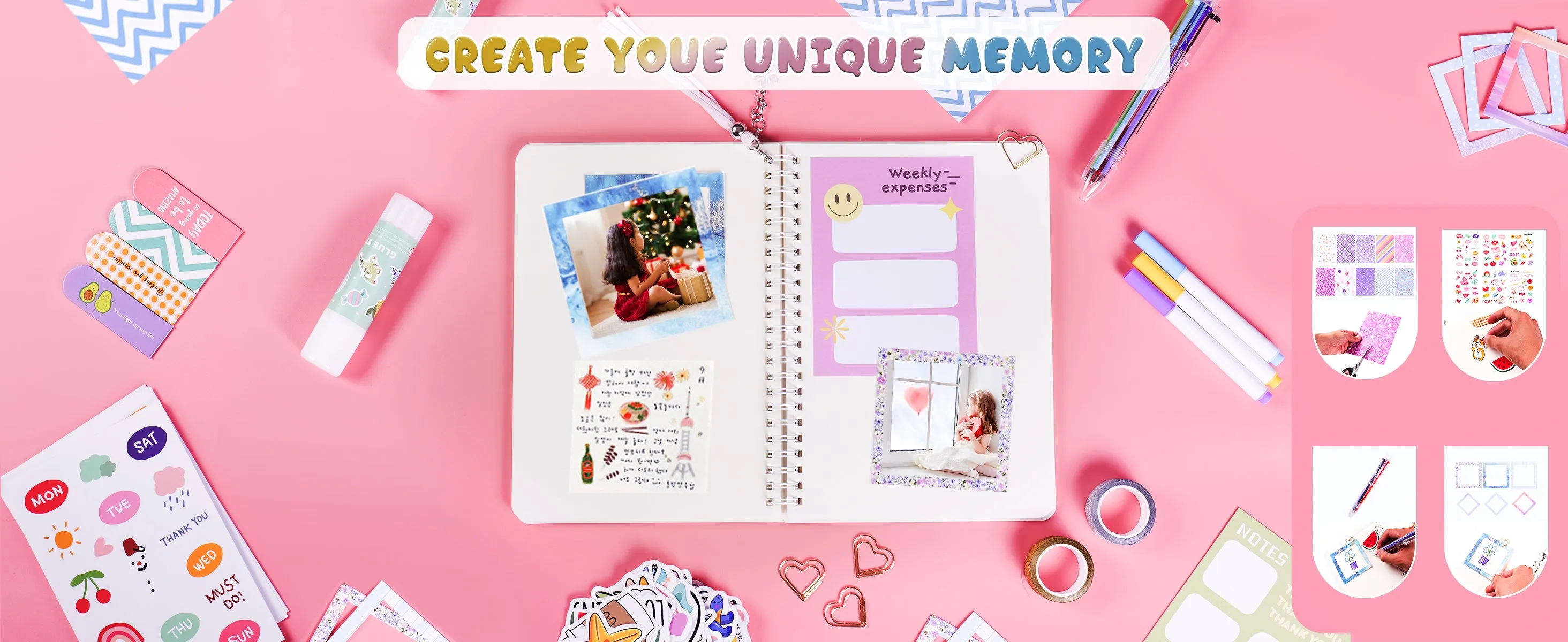 Godboat Journal Set for Girls Ages 8-12, Teen Girl Gifts, Personalized Gifts 6-15, Teenage Girls Gifts Ideas, Art Supplies for Kids 9-12, Scrapbook Kit, Crafts for Girls Ages 8-12