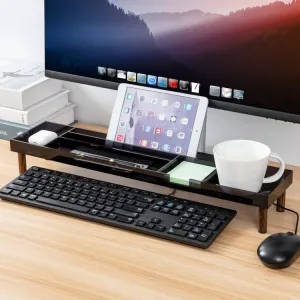Gray Acrylic and Solid Wood Desktop Organizer Tray, Office Desk Flow Storage