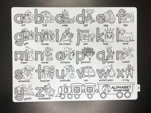 Growing Up Silicon Colouring Big Mat 40x30cm (with bag) - Alphabet (Lower Case)