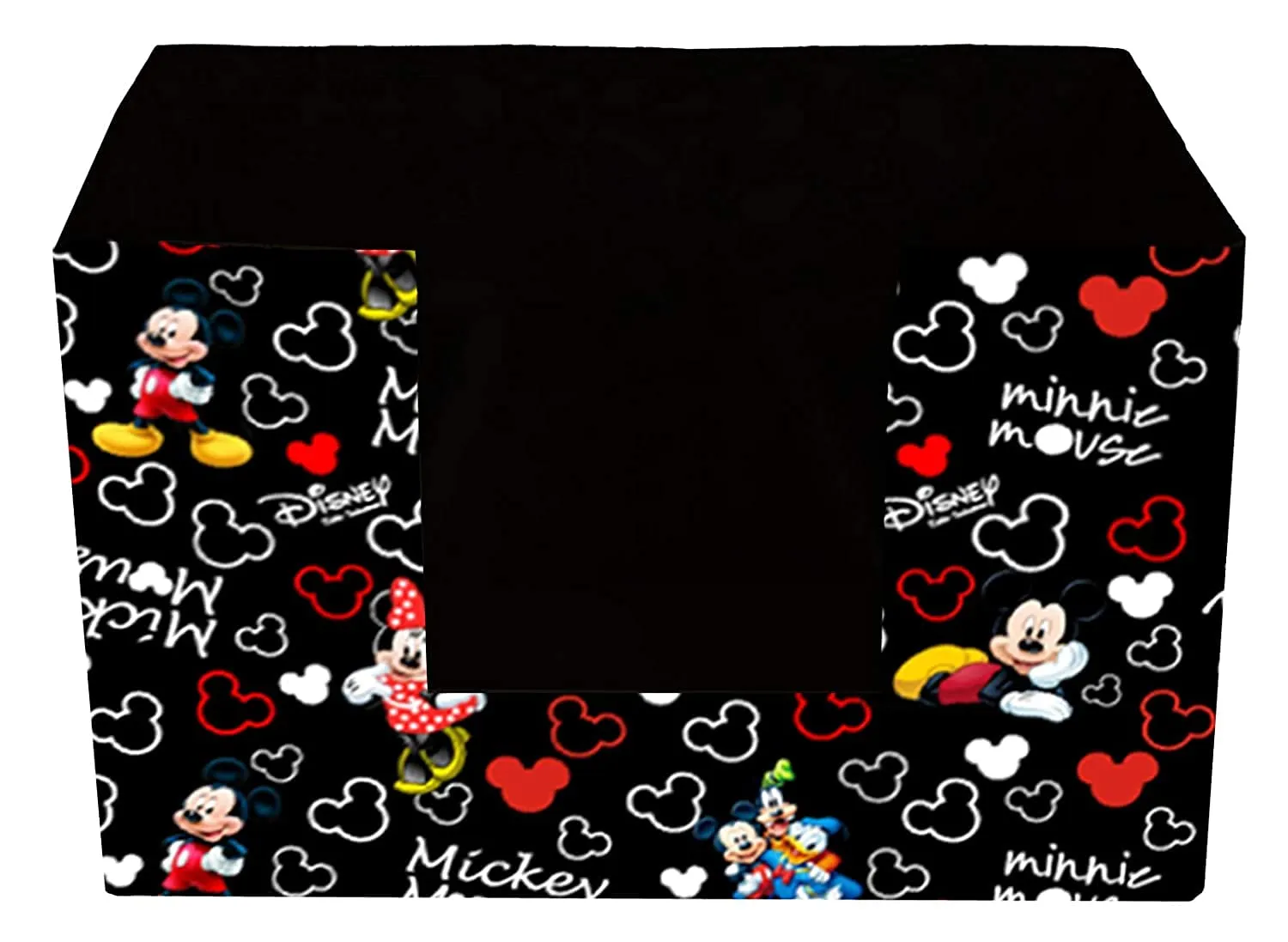 Heart Home Disney Mickey Mouse Printed Non-Woven Foldable Saree Stacker, Wardrobe Organizer, Storage Bin With Handle- Pack of 2 (Black)-HS43HEARTH26376
