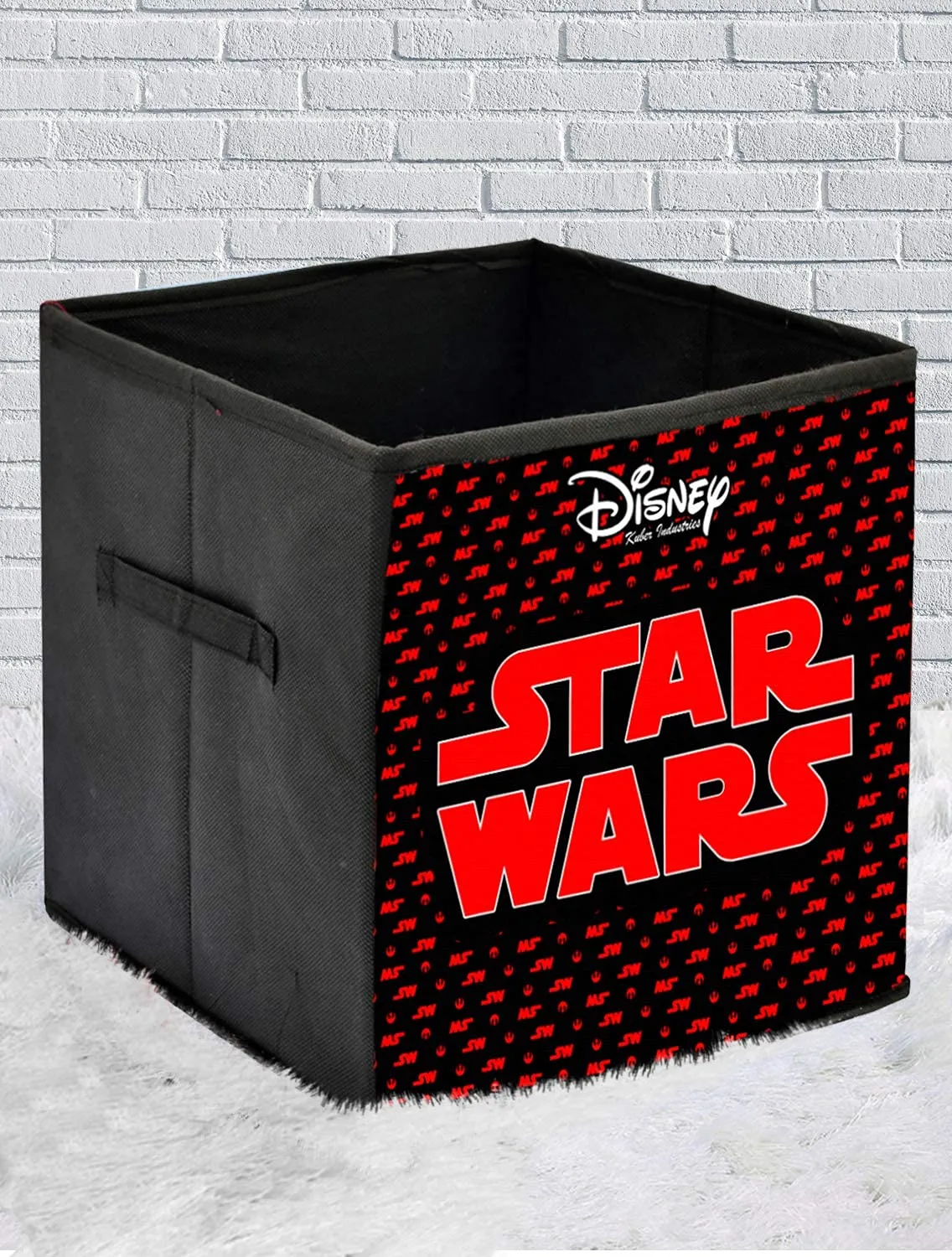 Heart Home Disney Star War Printed Non-Woven Foldable Storage Bin/Cube/Organizer For Toys, Clothes And Books With Handles (Black) -HS43HEARTH26290