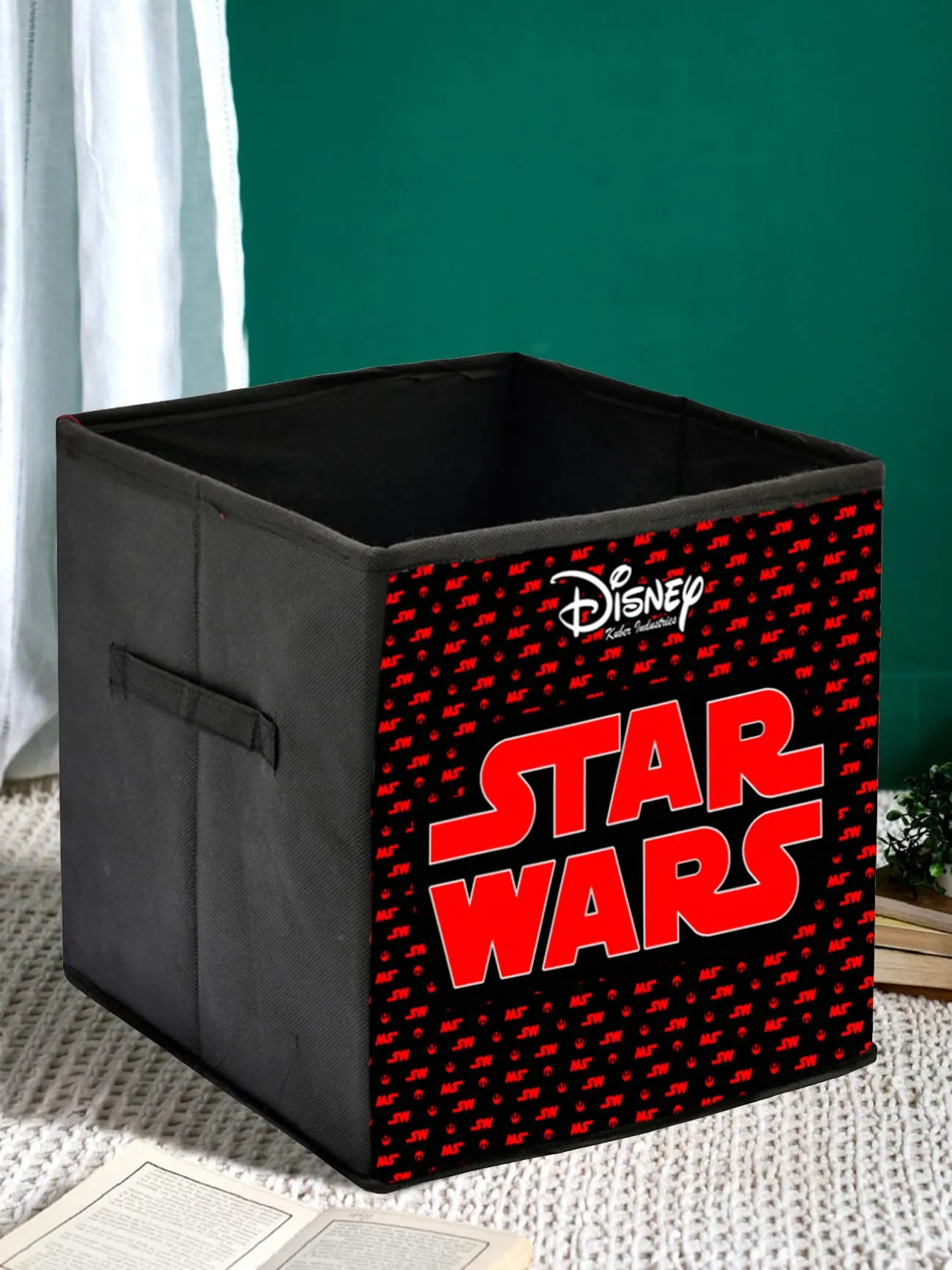 Heart Home Disney Star War Printed Non-Woven Foldable Storage Bin/Cube/Organizer For Toys, Clothes And Books With Handles (Black) -HS43HEARTH26290