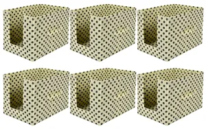 Heart Home Dot Printed Multiuses Non-Woven Closet Organizer With Handles- Pack of 6 (Cream & Black) -HS43HEARTH26565