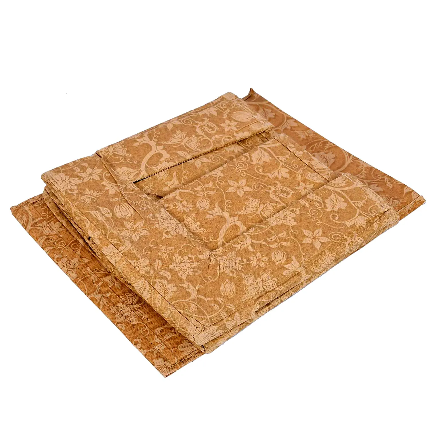 Heart Home Metallic Flower Printed Multiuses Non-Woven Closet Organizer With Handles (Brown) -HS43HEARTH26437