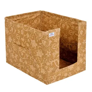Heart Home Metallic Flower Printed Multiuses Non-Woven Closet Organizer With Handles (Brown) -HS43HEARTH26437