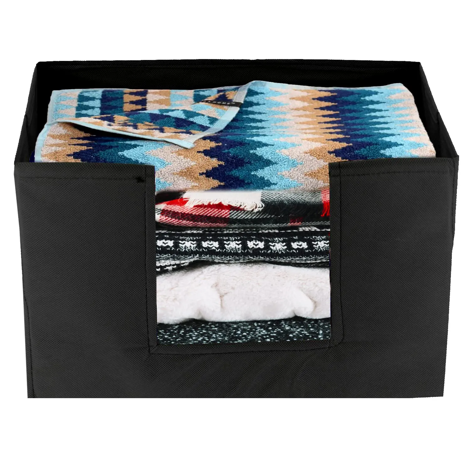 Heart Home Multiuses Non-Woven Closet Organizer, Storage Bin, Shelf Storage Oragnizer With Handle (Black)-HS43HEARTH26351