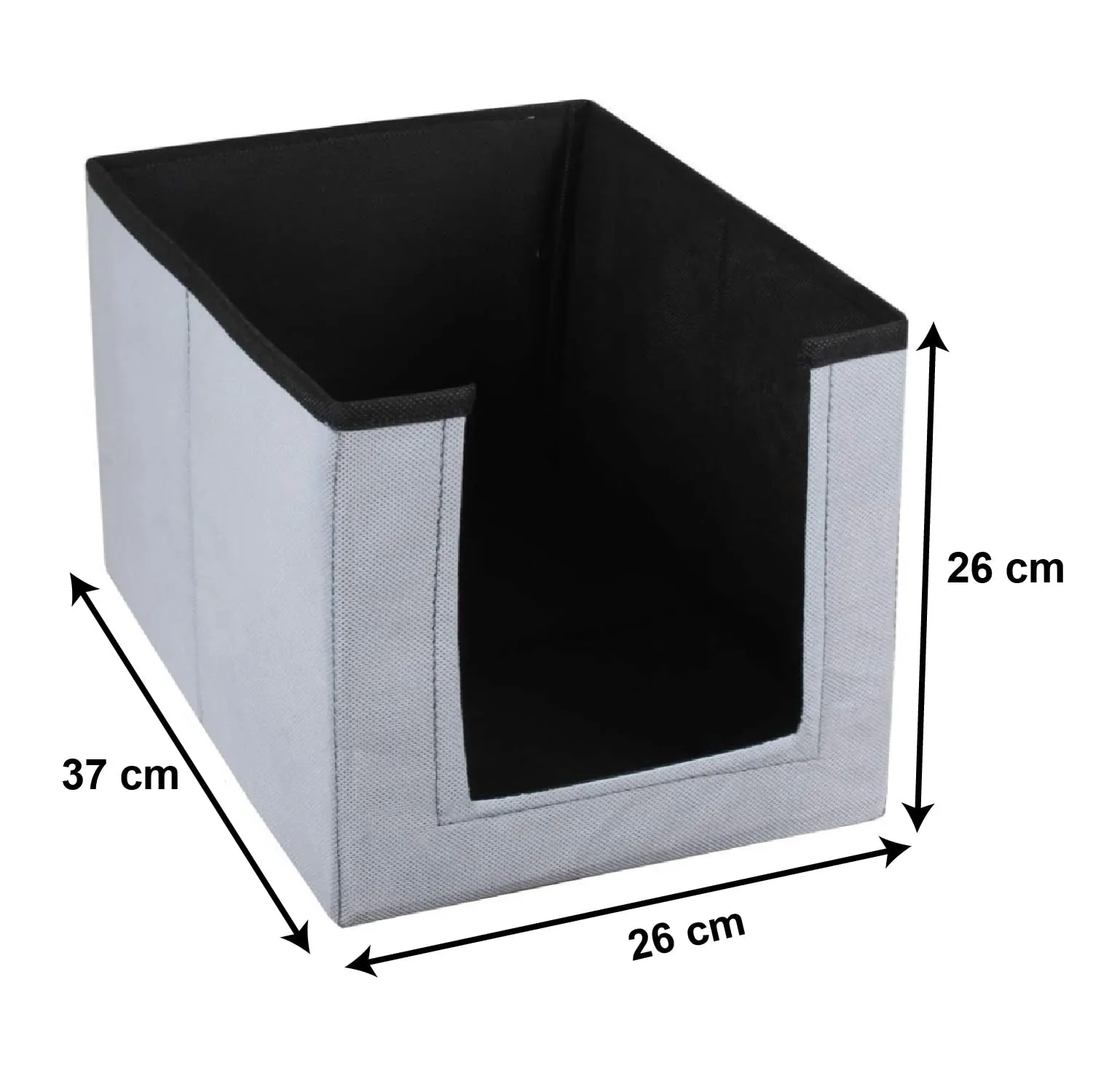 Heart Home Multiuses Non-Woven Closet Organizer With Handles- Pack of 3 (Black & Grey) -HS43HEARTH26541