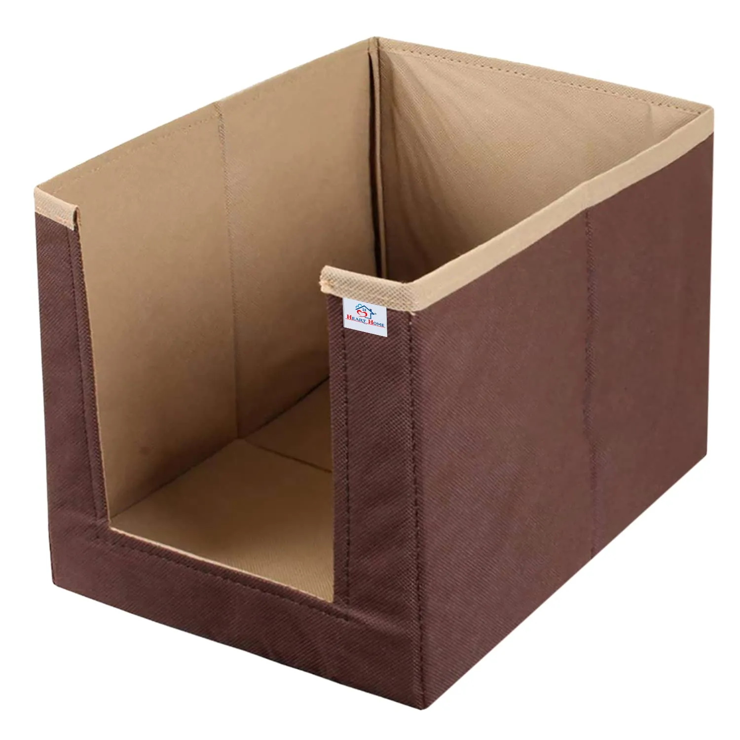 Heart Home Multiuses Non-Woven Closet Organizer With Handles- Pack of 3 (Brown) -HS43HEARTH26551