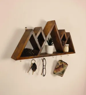 Heritage Wooden Wall Shelf Organiser With Key Holders