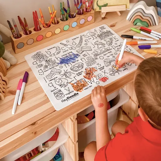 Hey Doodle Reusable Colouring Silicone Placemat VARIOUS STYLES