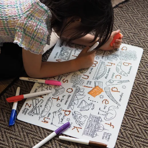 Hey Doodle Reusable Colouring Silicone Placemat VARIOUS STYLES